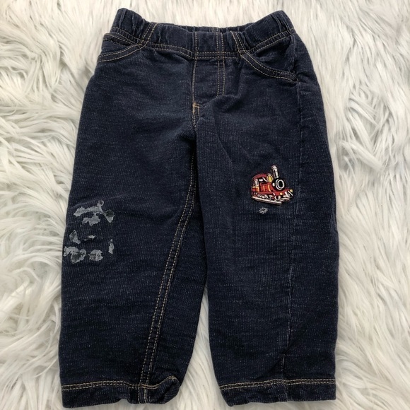 Carters Baby Toddler Dark Wash Jeans Train - Picture 2 of 9